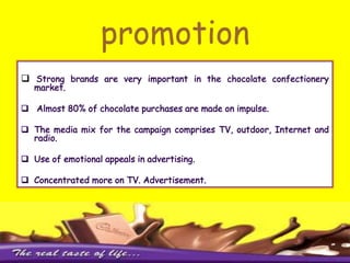 Marketing vision 2008 -2011Cadbury believes that its business still has significant untapped potential- in terms of growth as well as returns. Between 2008- 2011 cadbury intends to – *rope in new brand ambassador DeepikaPadukone during the festive season.*introducing a new season of bournvita quiz contest.*introducing new seasonal flavours such as hazelnut, fudge, butterscotch etc.