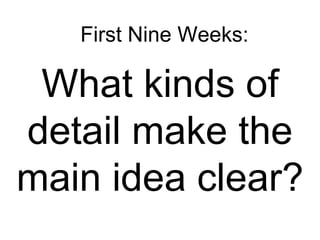 First Nine Weeks: What kinds of detail make the main idea clear?  