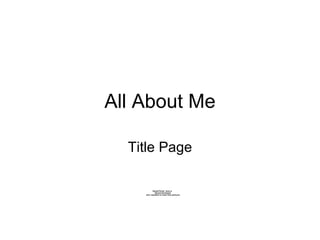 All About Me Title Page 