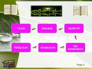 TAJUK OBJEKTIF ISI KANDUNGAN RINGKASAN PENILAIAN INDUKSI 