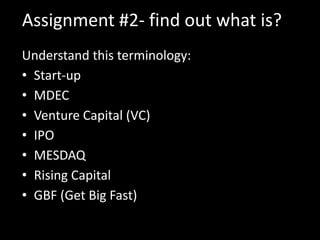 CASE STUDY ASSIGNMENTS #1 weekBill GatesJeff Bezos- amazon.comJim Clark-NetscapeTony Fernandez?-Air AsiaTengkuFarithRithaudin-SKALIFounder of GoogleSun MicrosystemEbayYouTubeFacebookTwitter