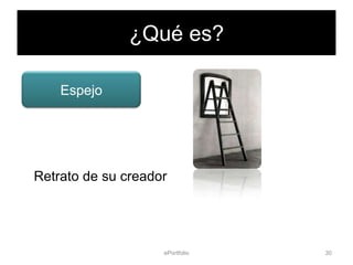 ¿Qué es?

    Espejo




Retrato de su creador




                    ePortfolio   30
 