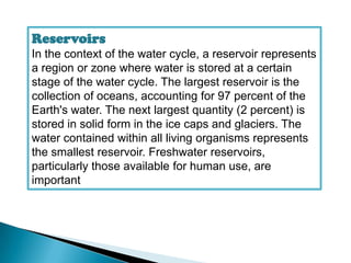 Advection is the movement of water—in solid, liquid, or vapor states—through the atmosphere. Without advection, water that evaporated over the oceans could not precipitate over land. 