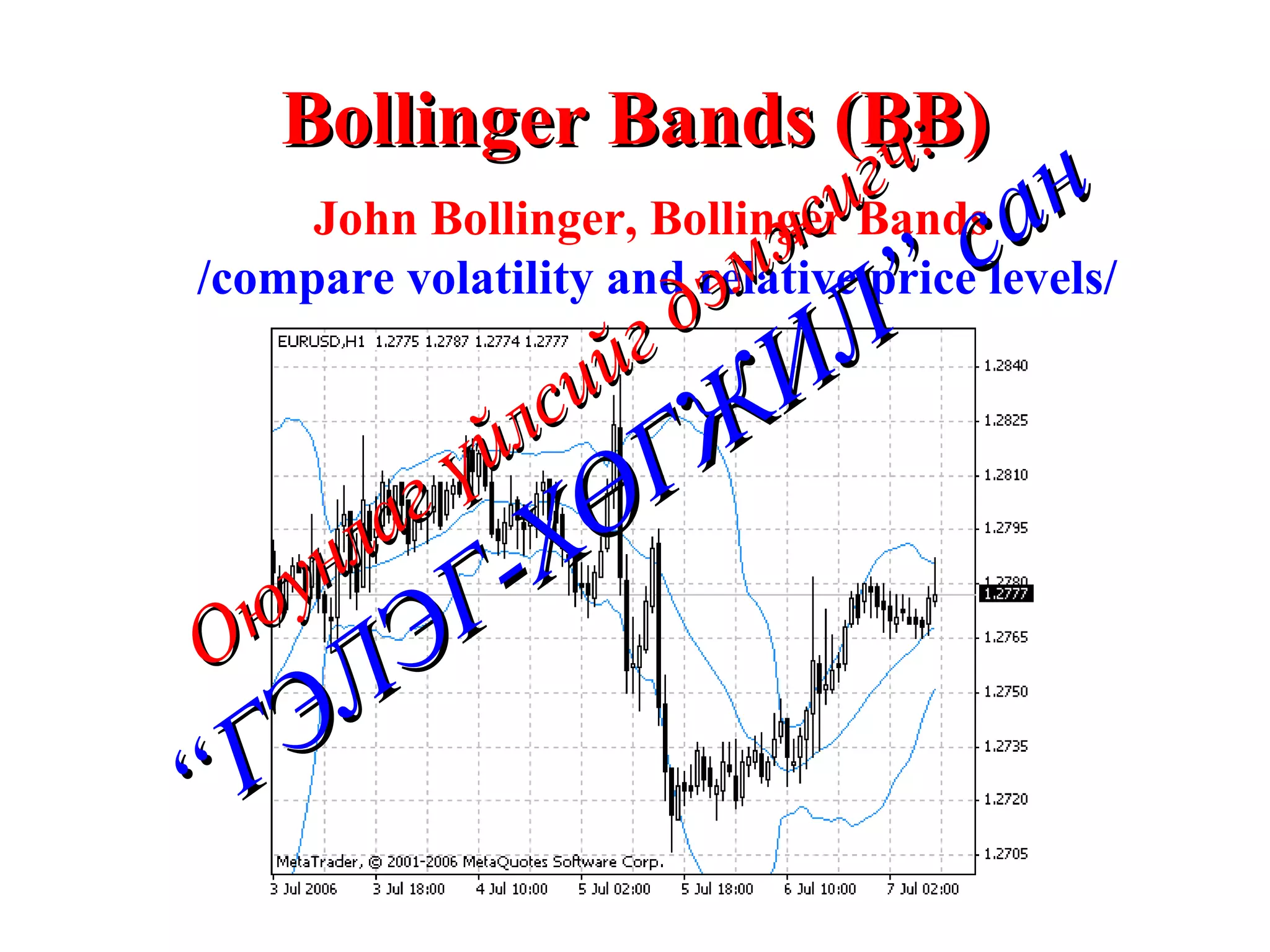 Bollinger Bands (BB) John Bollinger, Bollinger Bands /compare volatility and relative price levels/ Оюунлаг үйлсийг дэмжигч: “ГЭЛЭГ-ХӨГЖИЛ” сан 