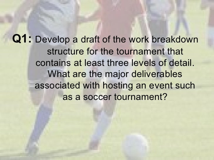 major deliverables of a soccer tournament Manchester united soccer club case manchester united soccer club case question 1 major deliverables the major deliverables of the project are identified as follows. major deliverables of a soccer tournament Manchester united soccer club case manchester united soccer club case question 1 major deliverables the major deliverables of the project are identified as follows.