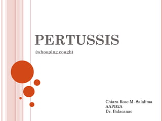 PERTUSSIS (whooping cough) Chiara Rose M. Salalima AAPD2A Dr. Balacanao 