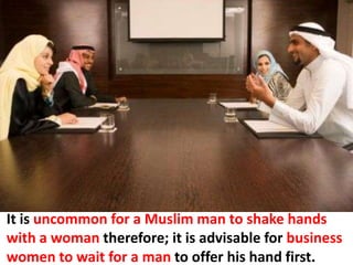 Ritualized form of greetings.The customary greeting is “As-salamalaikum,” (peace be upon you) to which the reply is “Waalaikum as-salam,” (and upon you be peace). 