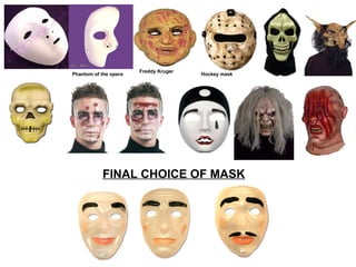 Phantom of the opera Freddy Kruger Hockey mask FINAL CHOICE OF MASK 