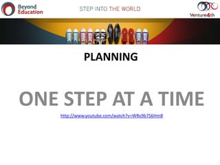 PLANNING ONE STEP AT A TIME http://www.youtube.com/watch?v=WRv9b7S6Hm8 
