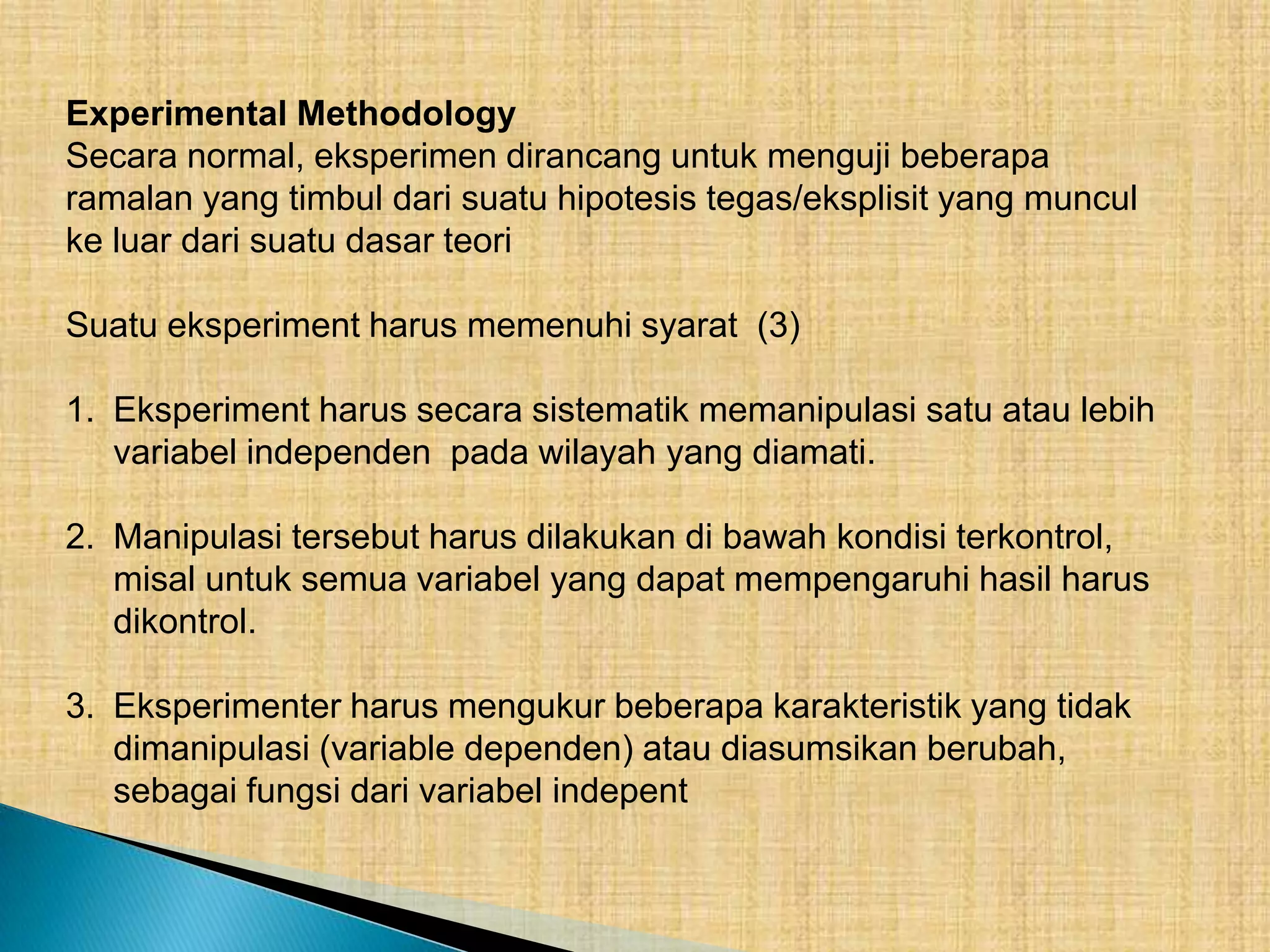 ConclusionEvaluasi sistem interaktif dapat terjadi di stages yang beragam pada proses disain dan dapat mengakses aspek disain yang berbeda. Aspek disain tersebut yang menjadi perhatian dari prespectiv manusia adalah usability, learnability, efficiency dan acceptability.Eksperiment untuk mengevaluasi suatu disain harus secara hati-hati dibangun dan dengan sendirinya juga merupakan suatu bentuk disain. Eksperimenter harus mengidentifikasi variabel dependent, independent, control dan kondisi eksperimental, subject, metode eksperiment serta bentuk data analysis.