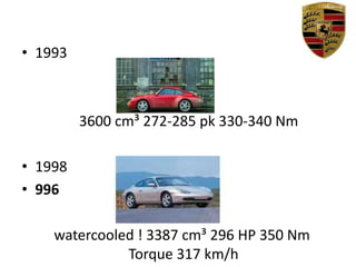 1993                3600 cm³ 272-285 pk 330-340 Nm1998996         watercooled ! 3387 cm³ 296 HP 350 Nm                   			Torque 317 km/h