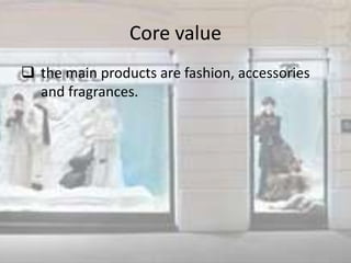 Core value the main products are fashion, accessories and fragrances.Blue oceanThis mascara is infallible: thanks to its special formula, it is waterproof, does not run, and guarantees you beautifully coated lashes all day long, whatever you happen to be doing. Water-resistant, it coats your lashes in total safety, so you can relax. Farewell to mascara that runs, long live the beach and water sports.