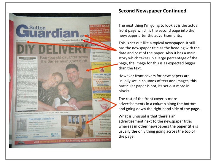 Analysing A Newspaper Article Analysing Layouts of Local Newspapers