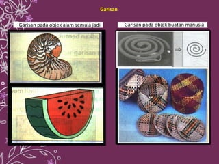 Garisan Garisan pada objek buatan manusia Garisan pada objek alam semula jadi 