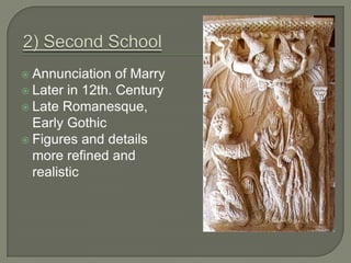 Annunciation   of Marry
 Later in 12th. Century
 Late Romanesque,
  Early Gothic
 Figures and details
  more refined and
  realistic
 
