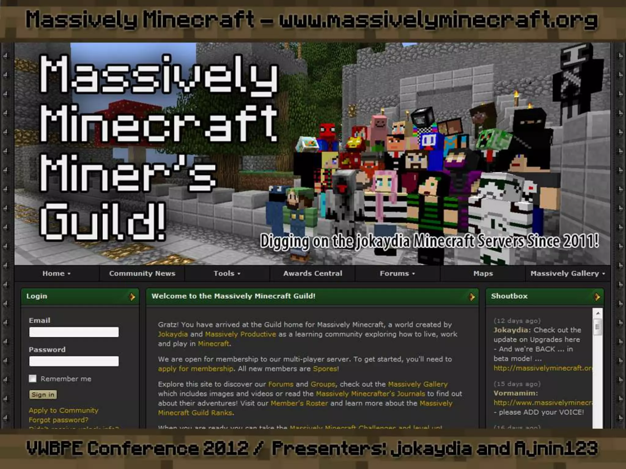 VWBPE 2012 - Massively Minecraft - Learning WITH Little Miners!