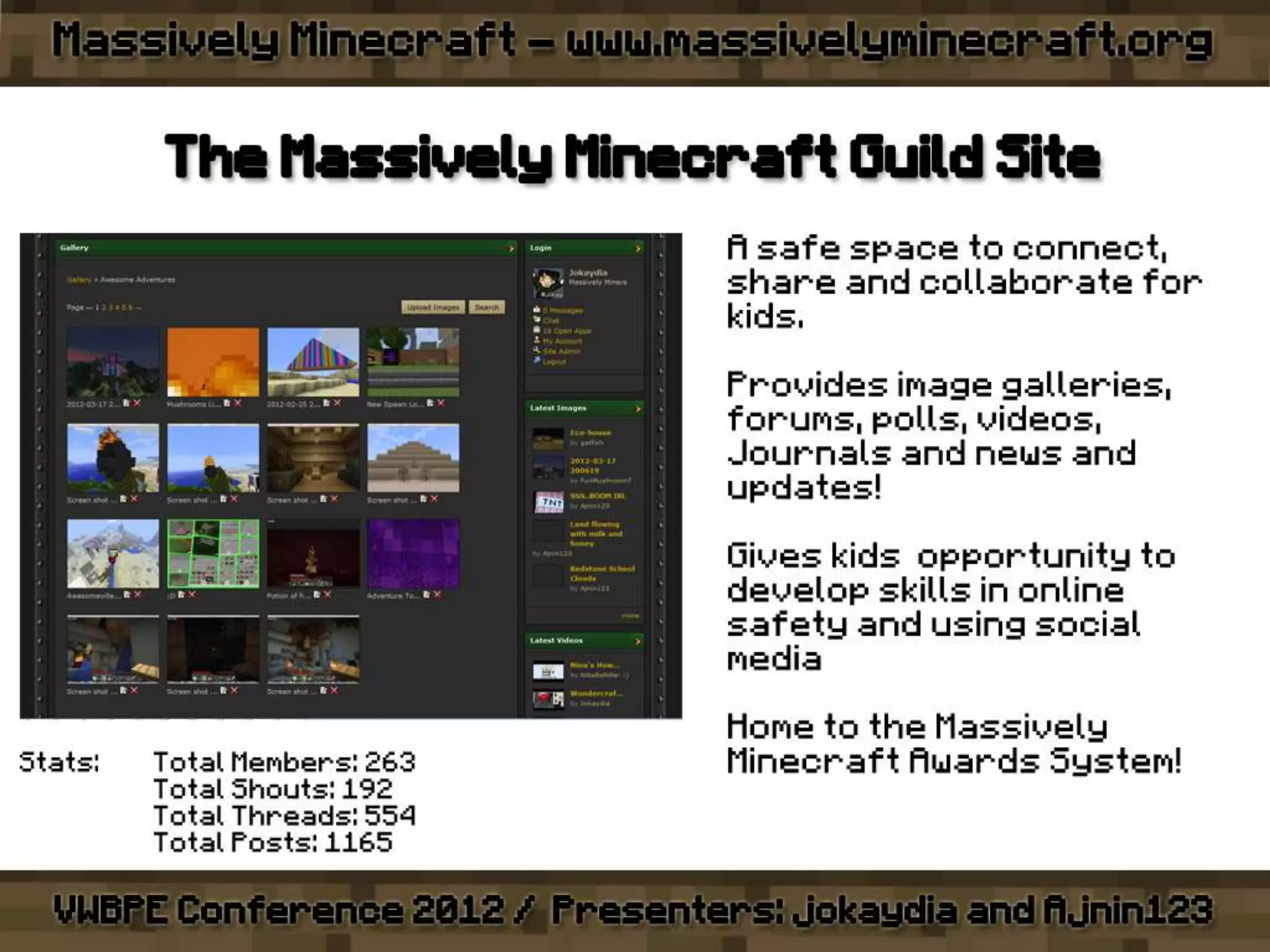 VWBPE 2012 - Massively Minecraft - Learning WITH Little Miners!