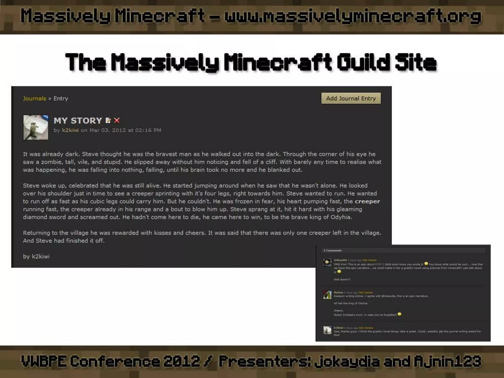 VWBPE 2012 - Massively Minecraft - Learning WITH Little Miners!