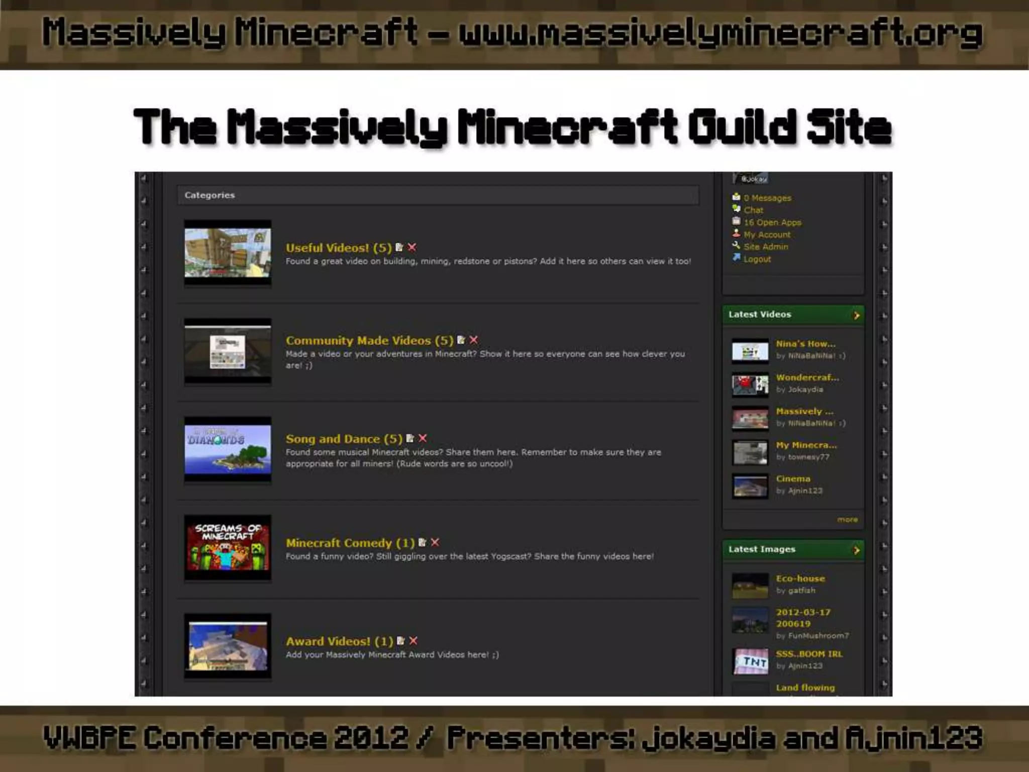 VWBPE 2012 - Massively Minecraft - Learning WITH Little Miners!