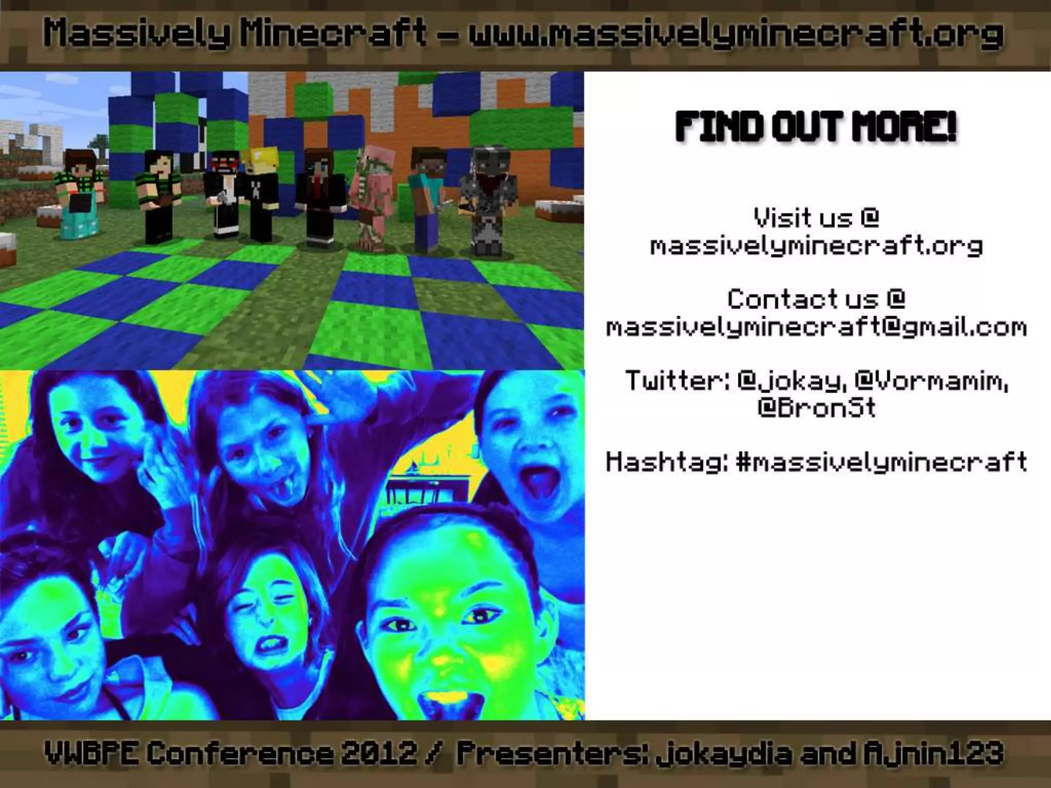 VWBPE 2012 - Massively Minecraft - Learning WITH Little Miners!