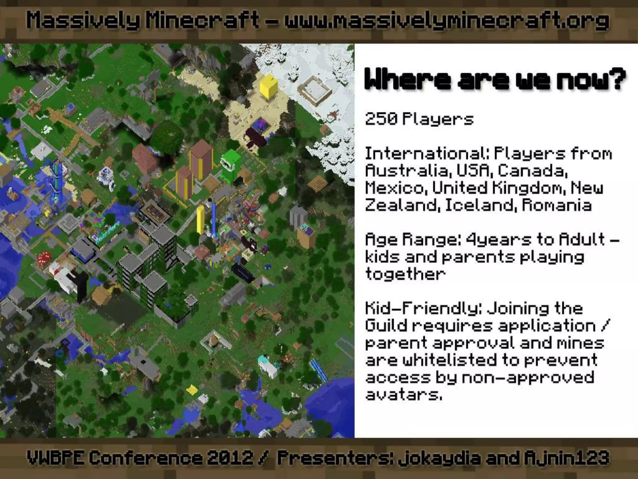 VWBPE 2012 - Massively Minecraft - Learning WITH Little Miners!