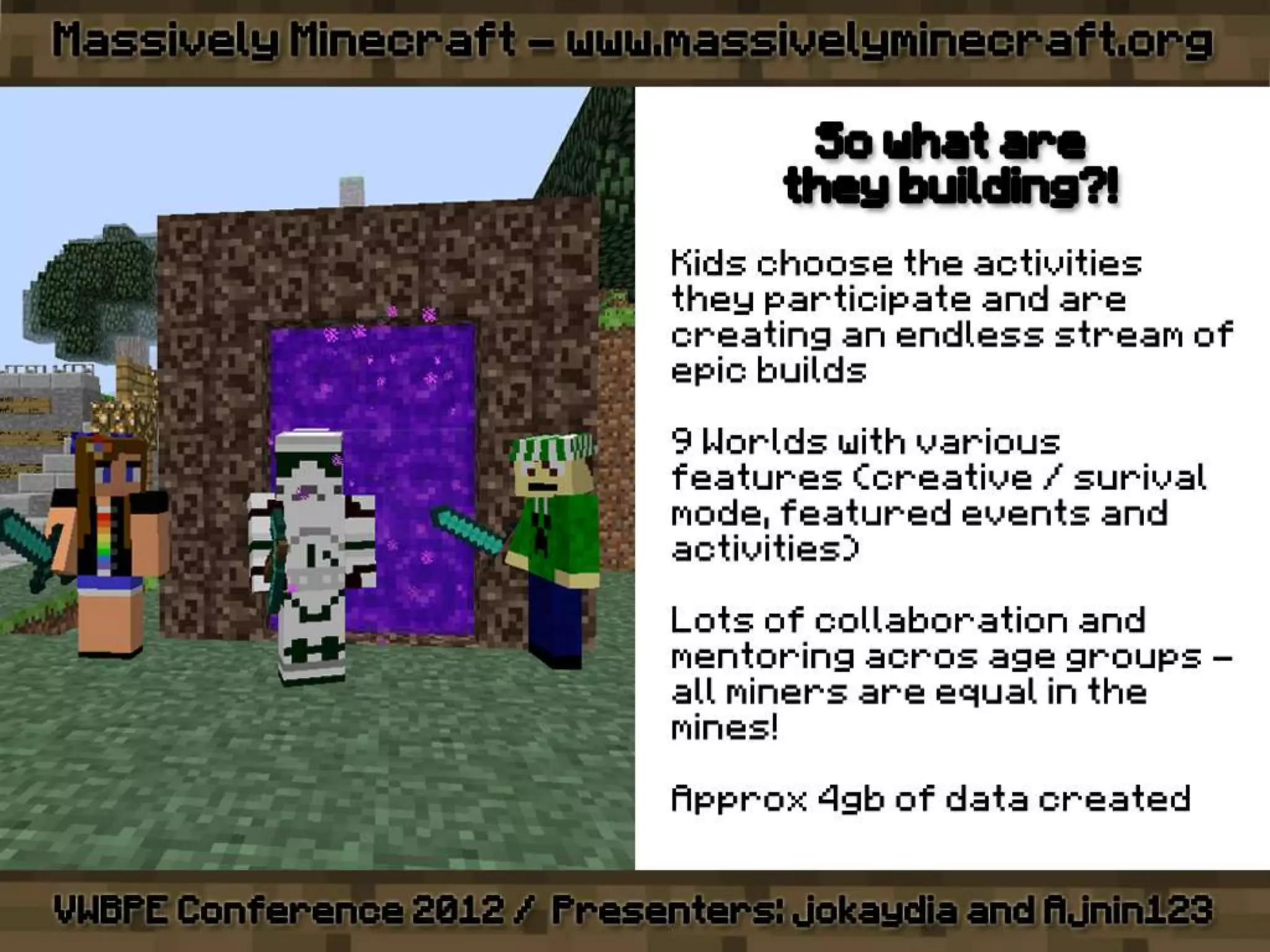 VWBPE 2012 - Massively Minecraft - Learning WITH Little Miners!