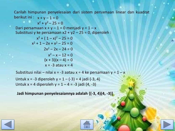 Sistem Persamaan Linear dan Kuadrat
