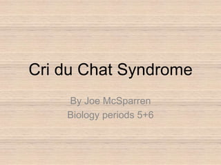 Cri du Chat Syndrome
    By Joe McSparren
    Biology periods 5+6
 
