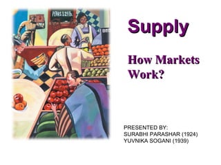 Supply
 How Markets
 Work?



PRESENTED BY:
SURABHI PARASHAR (1924)
YUVNIKA SOGANI (1939)
 