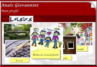 Anaïs Giovannini
2
Mon profil




             Me connaître…
 