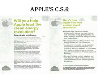 APPLE’S C.S.R
 