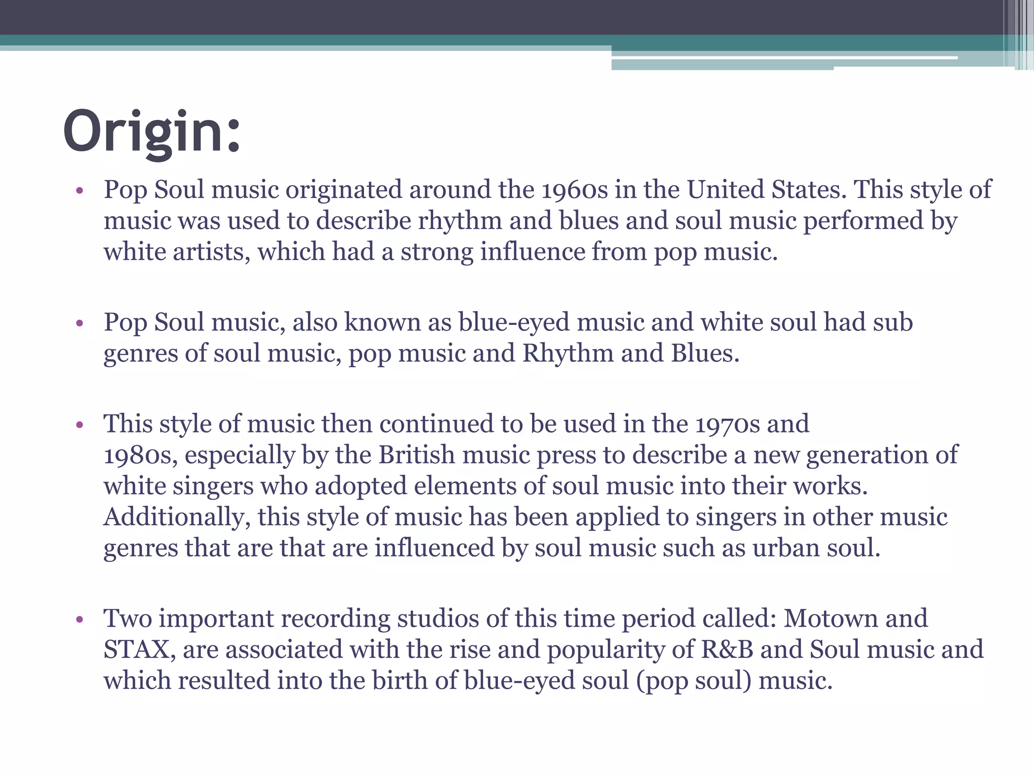 The History of Soul Pop Music | PPTX