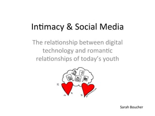 In#macy	
  &	
  Social	
  Media	
  	
  
The	
  rela#onship	
  between	
  digital	
  
   technology	
  and	
  roman#c	
  
 rela#onships	
  of	
  today’s	
  youth	
  




                                          Sarah	
  Boucher	
  
 