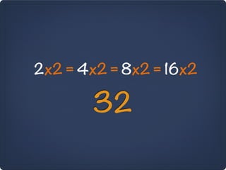 2x2 = 4x2 = 8x2 = 16x2

       32
 