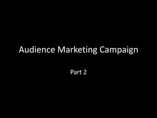 Audience Marketing Campaign

           Part 2
 