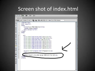 Screen shot of index.html
 