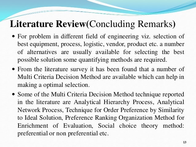 Concluding the literature review