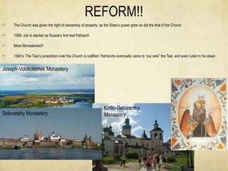 REFORM!!
     The Church was given the right of ownership of property; as the State’s power grew so did the that of the Ch...