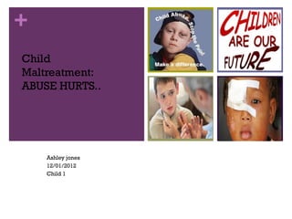 +
Child
Maltreatment:
ABUSE HURTS..




    Ashley jones
    12/01/2012
    Child 1
 