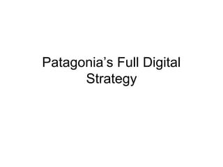 Patagonia’s Full Digital
      Strategy
 