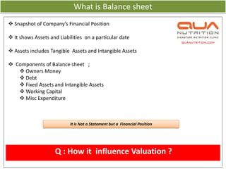 What is Balance sheet
 Snapshot of Company’s Financial Position

 It shows Assets and Liabilities on a particular date

...