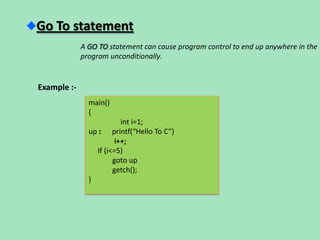 operators and control statements in c language | PPTX