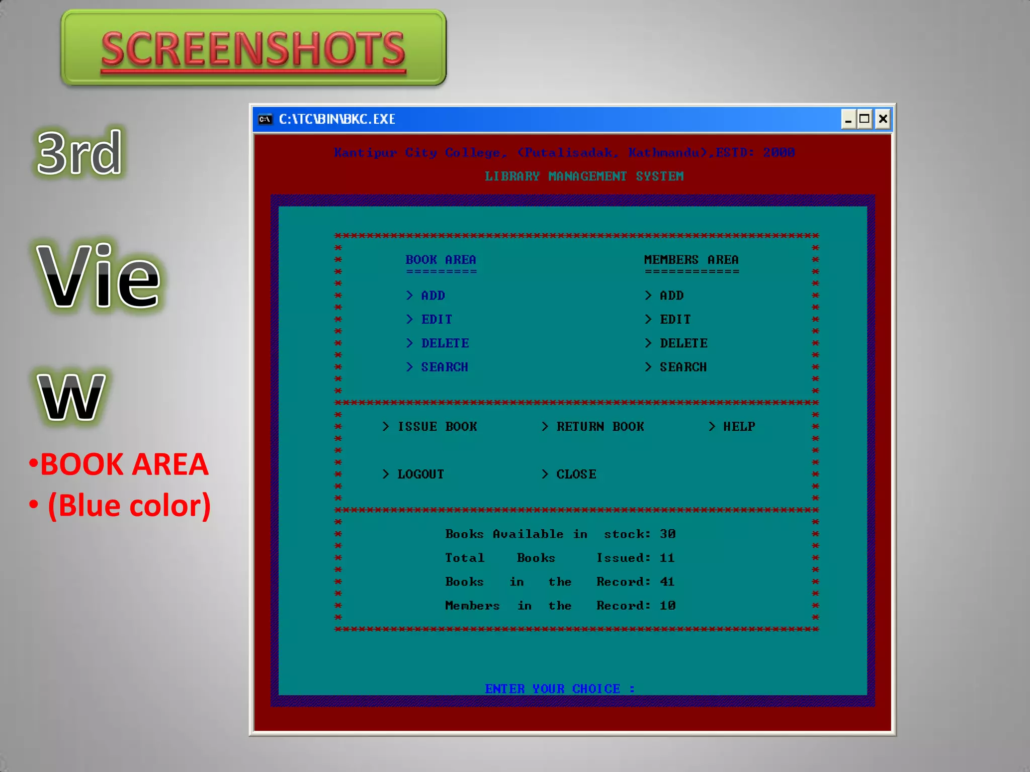 •BOOK AREA
• (Blue color)
 