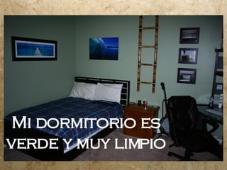 Mi dormitorio es verde y muy limpio