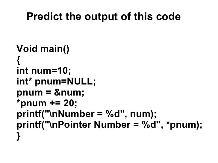 Pointers In C Pointers In C