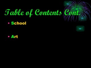 S chool  A rt Table of Contents Cont. 