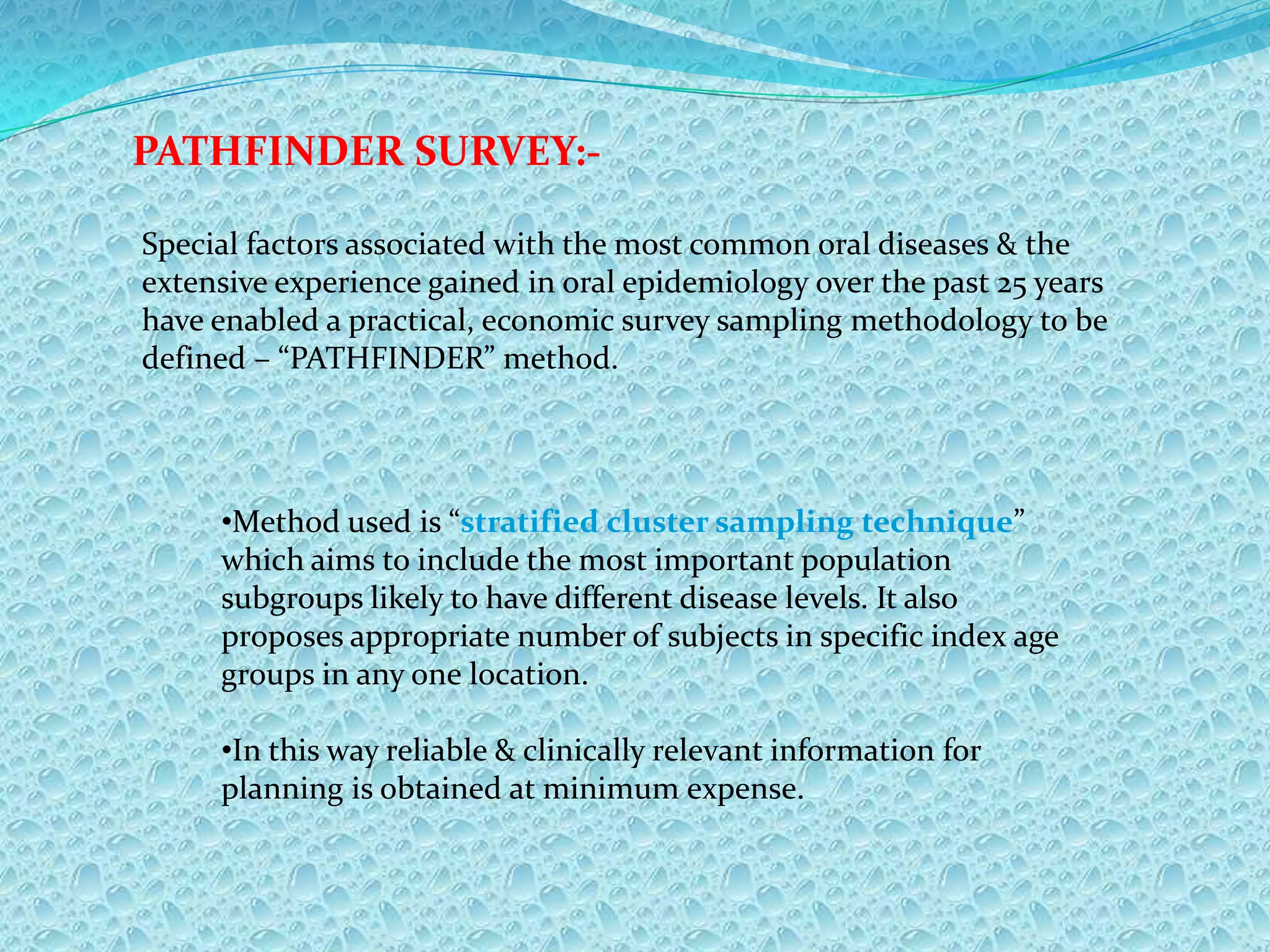 DESCRIPTIVEANALYTIC(EXPLANATORY)Describes a situation. ex.    Distribution of a disease in a population in relation to sex &age.