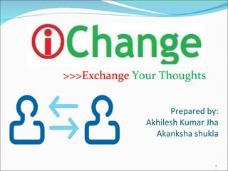 Prepared by: Akhilesh Kumar Jha Akanksha shukla >>>Exchange   Your Thoughts 