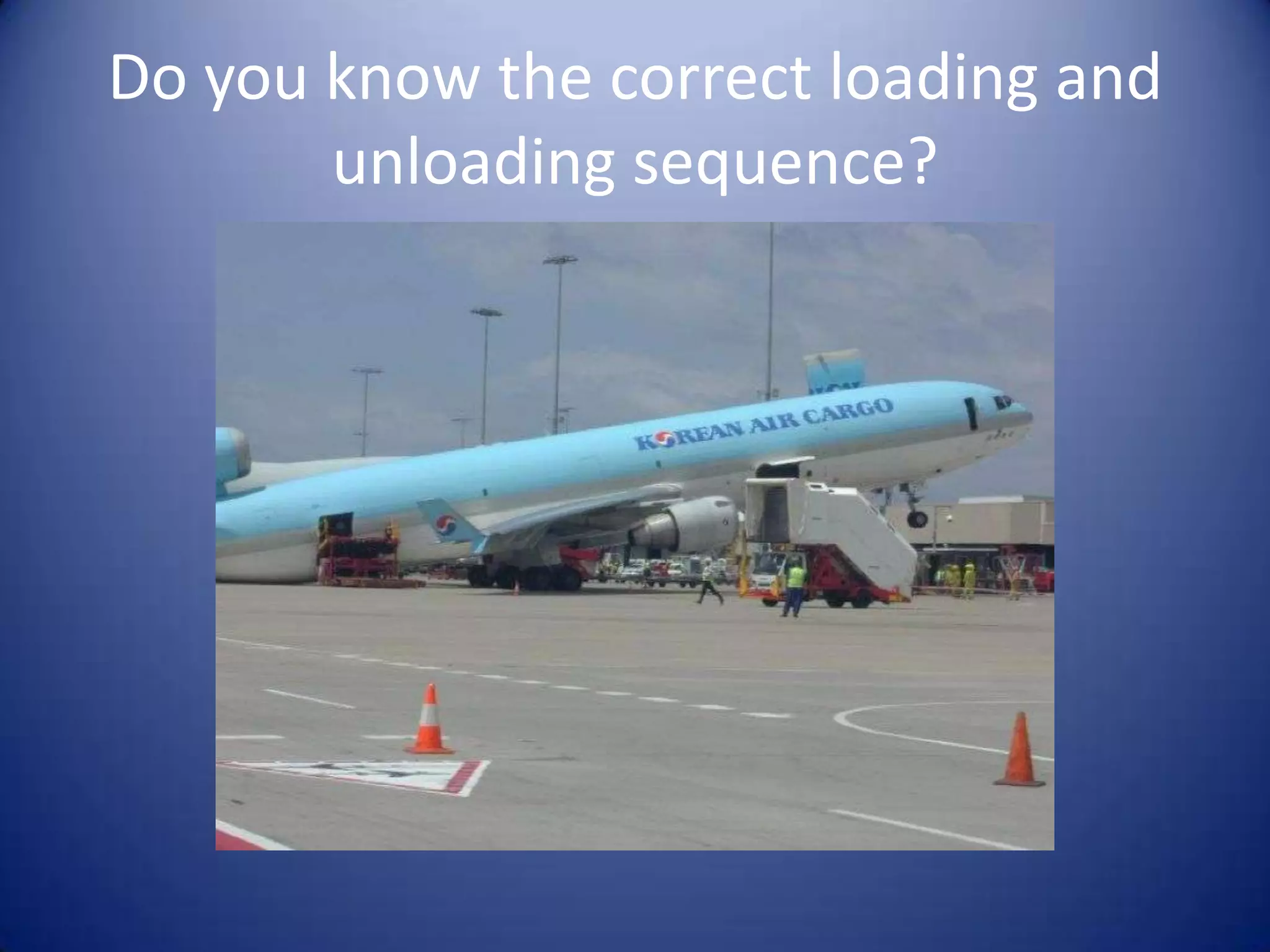 Do you know the correct loading and
       unloading sequence?
 