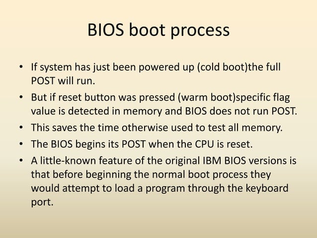 BIOS basic input output system | PPTX | Operating Systems | Computer ...